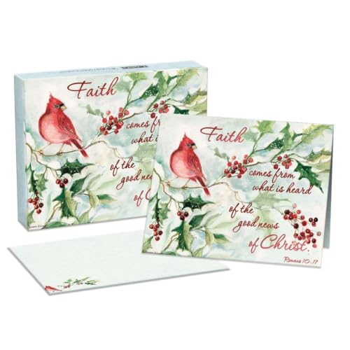 Lang Christmas Cards Set - Cardinal and Berries with Envelopes, Susan Winget Design