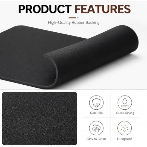 JOVANJA Black Non-Slip Coffee Bar Mat 12x20 Inch Countertop Protector