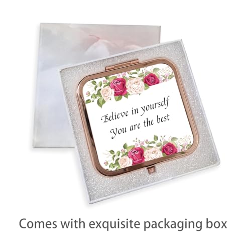 Small Rose Gold Compact Mirror 1X/2X Double-Sided Pocket Mirror