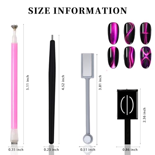 WOKOTO 16 Pcs Cat Eye Nail Magnet Tools Set with Pens and Blocks