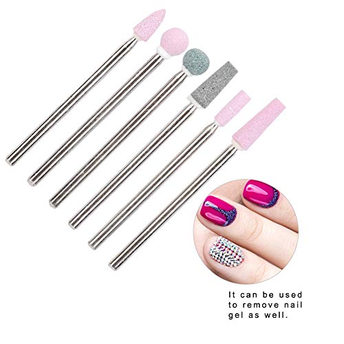 Hurrise 6-Piece Stainless Steel Nail Drill Bits Set for Manicure