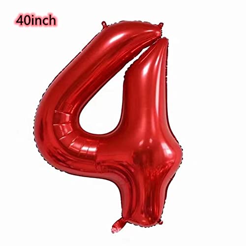 40 Inch Red Number 4 Balloon - 4th Birthday Decoration Set