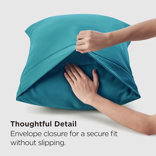 Bedsure Teal Brushed Microfiber Pillowcases - Set of 2, 20x26 Inches