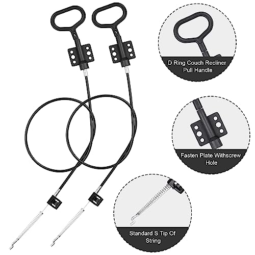 Universal Recliner Pull Cable Replacement, 36.25-inch D-Ring Handle, 2-Pack