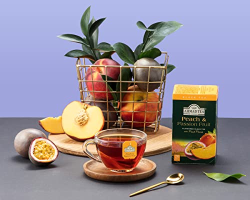 Ahmad Tea London Peach & Passion Fruit Tea Bags Pack of 40 - Fruity Black Tea