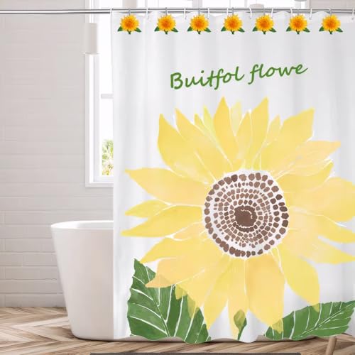 Sunflower Shower Curtain Hooks - 12 PCS Stainless Steel Rings