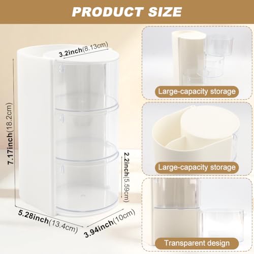Ovrimelle 3-Tier Rotatable Hair Accessory Organizer, White Vanity Storage