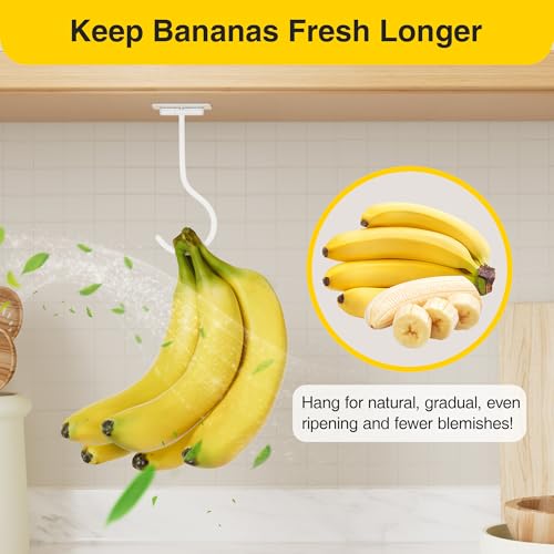 Foldable Banana Hook for Under Cabinet - Adhesive White Hanger (1 Pack)