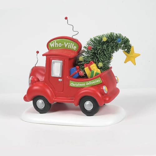 Dr. Seuss Grinch Village Christmas Deliveries Truck Figurine - 4 Inch, Multicolor