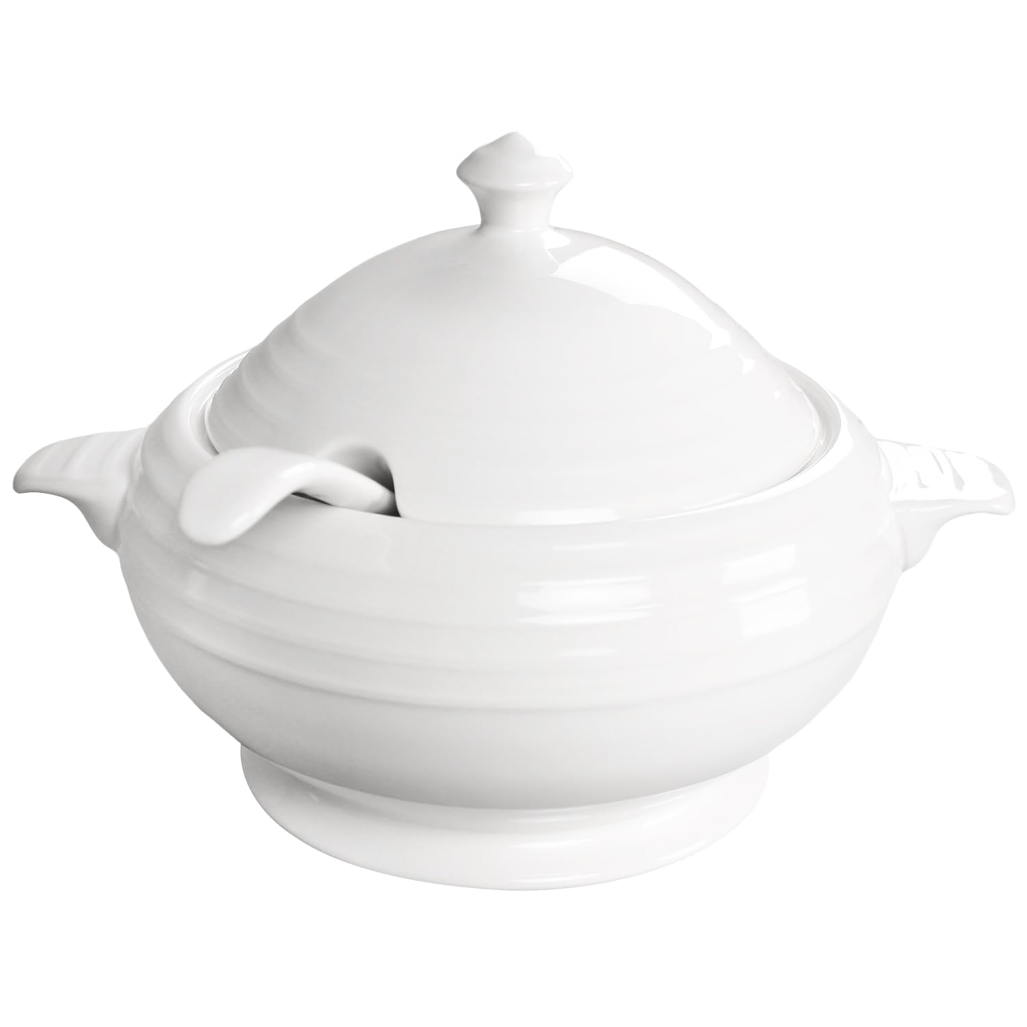 Creativity Home Casserole Dish with Serving Handles, 2.7 Qt soup Tureen With Lid and a 9.4-inch Spoon, for Dinner and Party Microwave Safe 11.6 Inch