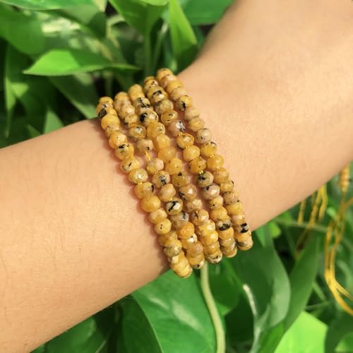 3x5mm Natural Yellow Speckled Beads - 220PCS for Jewelry Making