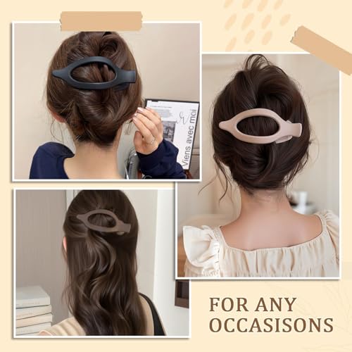 ANEESAA 8 Pack French Flat Hair Claw Clips for Women - Matte No Slip Large Hair Barrettes for Thick & Thin Hair