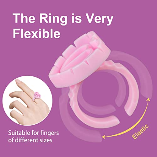 Disposable Lash Glue Rings for Eyelash Extensions 100 Pcs Pink