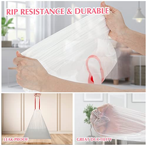 Ryobyo 4 Gallon Drawstring Trash Bags - Extra Strong, Leak-Proof, Unscented, 44 Pack