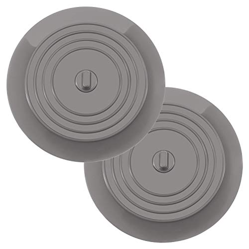 BEADNOVA Silicone Bathtub Water Stopper - 6 Inch Drain Plug (2 Pack, Grey)