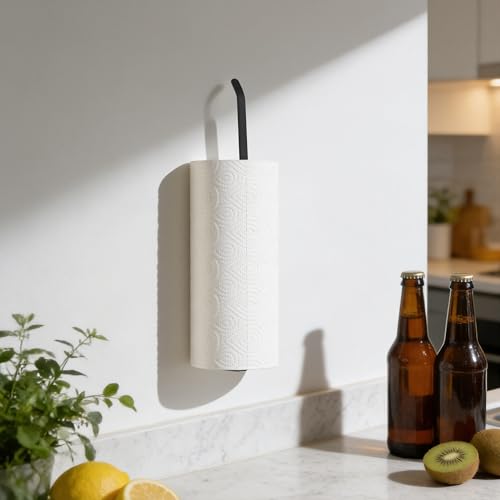 TONLEA Under Cabinet Paper Towel Holder - Matte Black Steel, 2-Pack