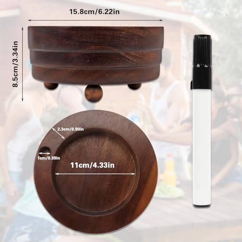 Qivine Acacia Wood Cup Holder with Marker Slot for Party Cups