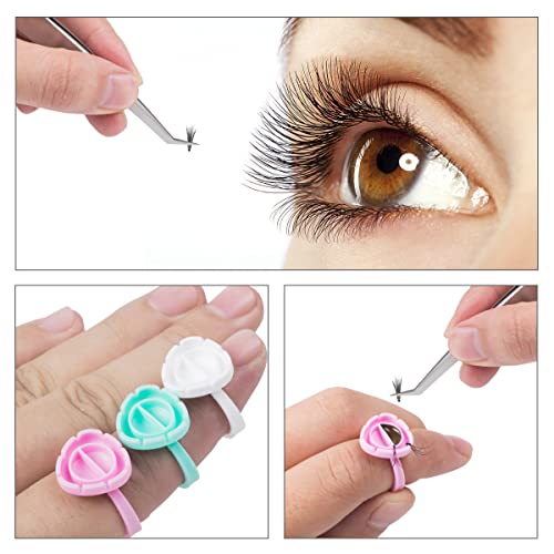 Limko Eyelash Extension Glue Rings - 100PCS White Disposable Cups