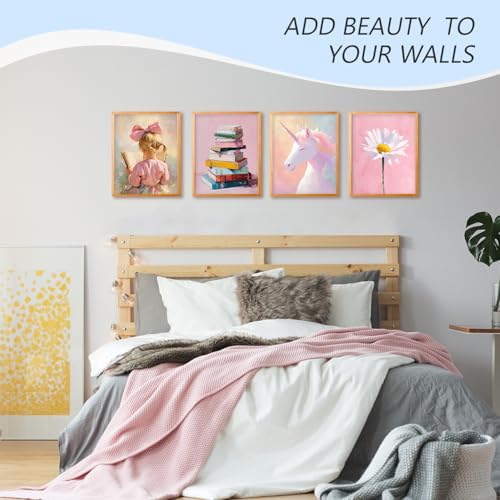 Pastel Pink Girl Nursery Wall Art Prints - Set of 4 8x10 Decor