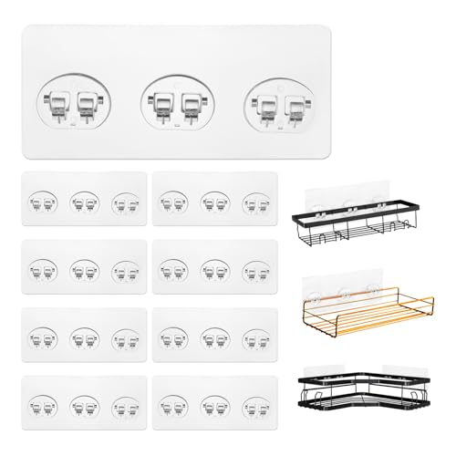 8 Pack Strong Adhesive Shower Caddy Hooks for Bathroom & Kitchen