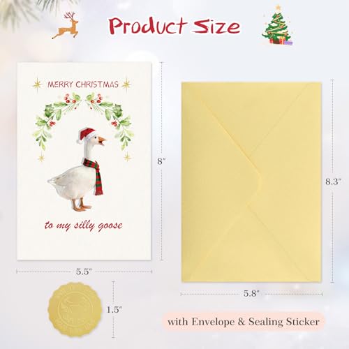 Funny Silly Goose Christmas Card 5.5x8 Inch with Envelope and Seal