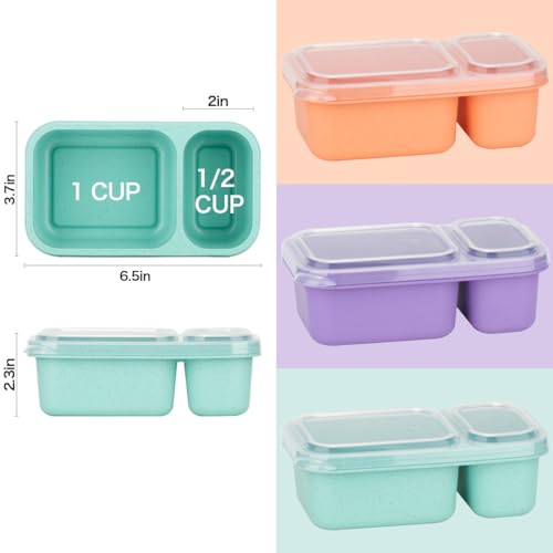 DOSEWART 2-Compartment Reusable Snack Container, Eco-Friendly Wheat Straw