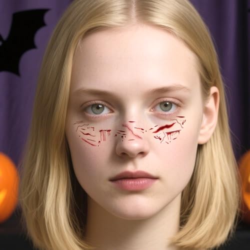 Sinbana Halloween Temporary Face & Arm Tattoos 6pcs Blood Drop Freckle Stickers