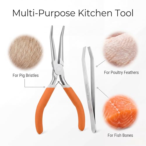 Stainless Steel Fish Bone Tweezers & Pliers Kit - 2 PCS
