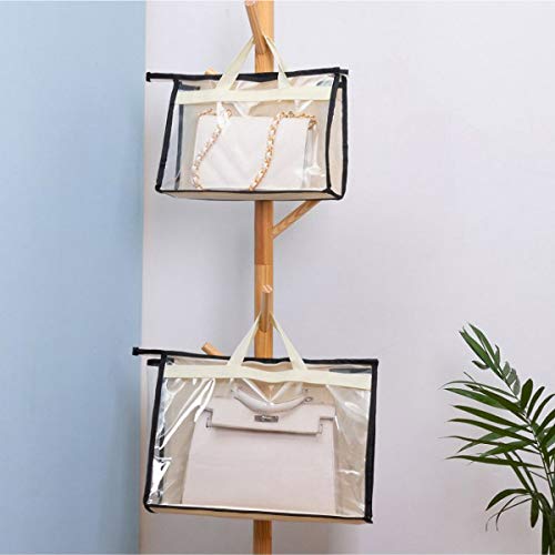 CINPIUK Beige XL Clear Handbag Storage Bags with Zipper & Handle – Closet Organizer for Purses