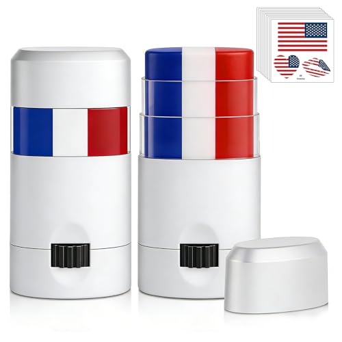 Allyix Red White and Blue Face Paint Sticks with USA Flag Tattoos