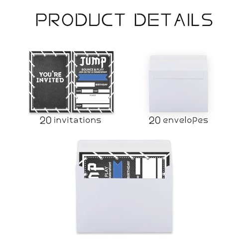 Bounce House Birthday Party Invitations with Envelopes 4x6 20ct