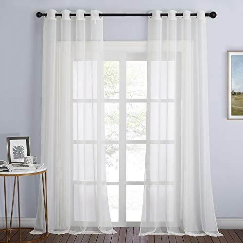 NICETOWN 120-Inch Beige Sheer Curtains - Grommet Window Panels, 2 Pack
