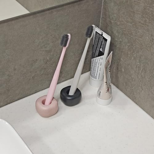 ABAZANA Green Matte Ceramic Mini Toothbrush Holder - Pack of 2, Compact & Quick Drying