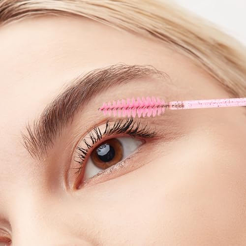 COCIDE 100Pcs Disposable Mascara Wands & Pink Lash Spoolies for Eyelash Extensions