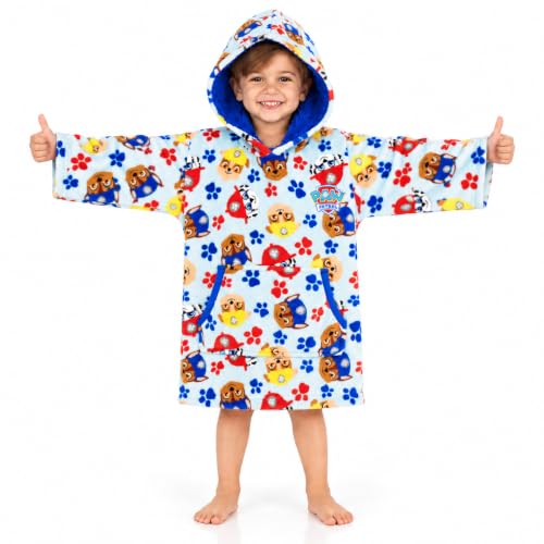 Kids Paw Patrol Blanket Hoodie with Sherpa Hood - Toddler Wearable Blanket, Blue, 2-6 Years