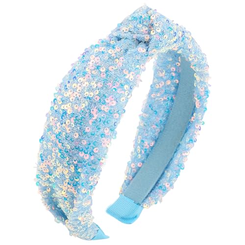 Aprince Blue Sequin Glitter Headband for Girls Princess Hair Accessory