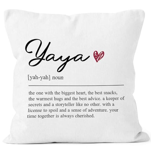 Yaya Throw Pillow Cover 18x18 for Grandmother - Soft Flannelette Decor