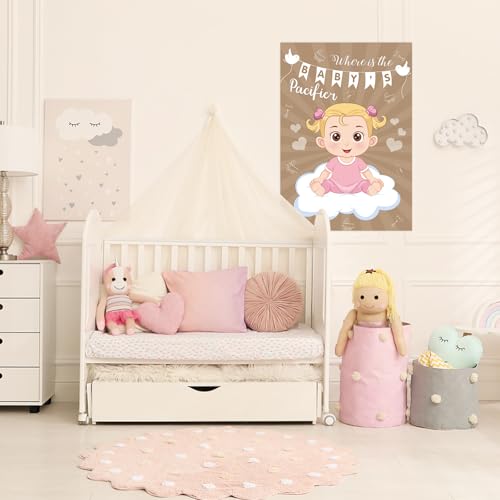 Baby Shower Pin the Pacifier Game Kit with Poster & Stickers