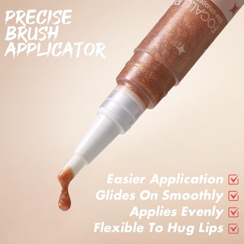 FOCALLURE Glitter Lip Gloss, Long-Lasting Hydrating Shimmer Lip Glaze