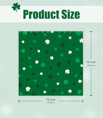 St. Patrick's Day Shamrock Shower Curtain - 72x72 Green Fabric