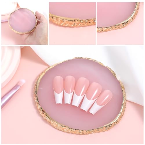 Kynigo Resin Nail Art Palette with Gilded Edge for Color Mixing Pink