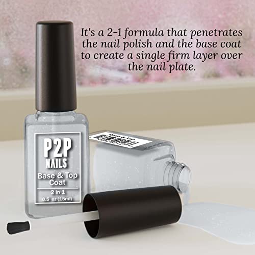P2P Nails Gel Top Coat and Base Coat Long Lasting Glossy Finish No Wipe