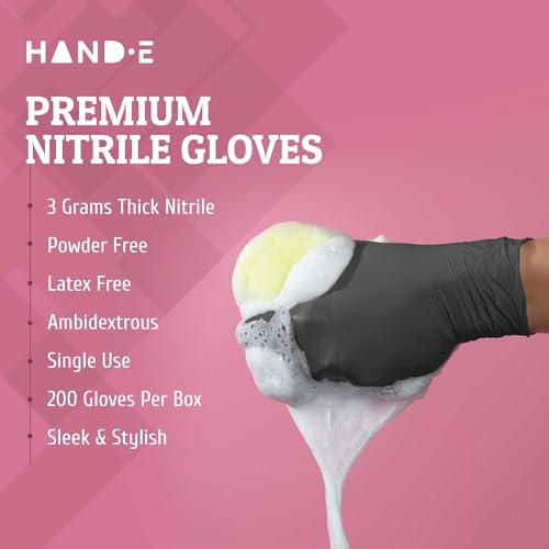 Hand-E Touch Disposable Grey Nitrile Gloves - 100 Count, Latex Free
