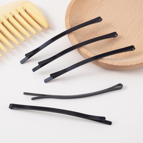 Incinkod 12 Pcs Curved Bobby Pins 3.35 Inch Large Non Slip Metal Hair Pins for Thick and Fine Hair, Black