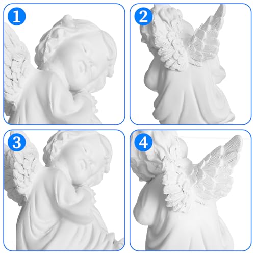 Sibba Sleeping Angel Cherub Statue - Small White Resin Figurine