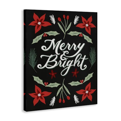 Christmas Poinsettia Holiday Canvas Wall Art - Unframed, 30x40 Inches