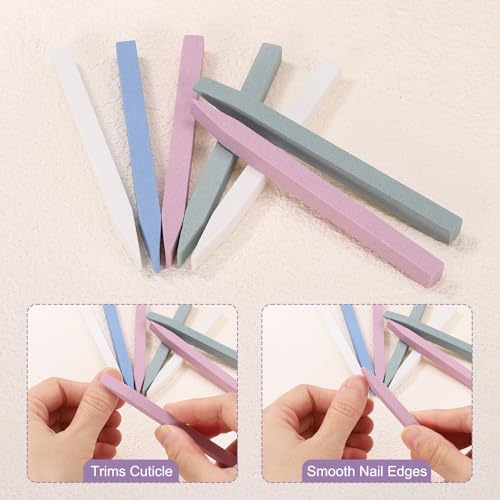 HARFINGTON 4pcs Pumice Stone Nail File & Cuticle Pusher Manicure Tool