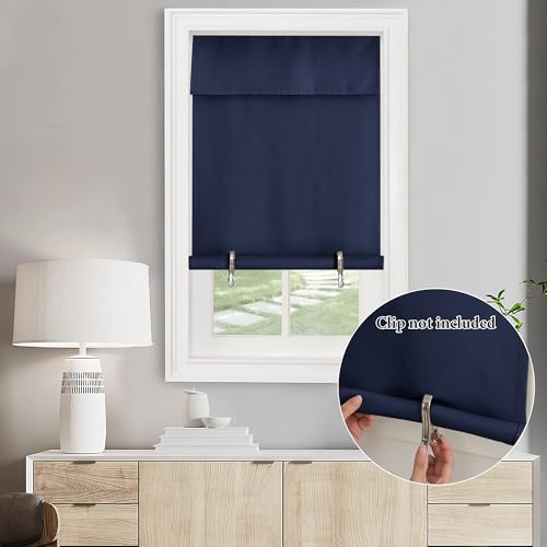 NICETOWN Navy Blue Thermal Insulated Blackout Curtain for French Doors - 36" x 72"