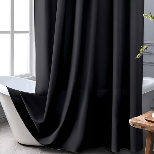 Ezcint Black Shower Curtain - 72"x72" Hotel Quality Waterproof Fabric