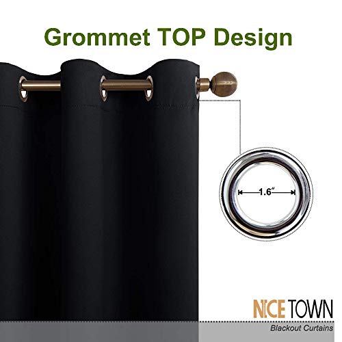 NICETOWN Black Thermal Insulated Blackout Drapes 70"x72" (1 Piece)